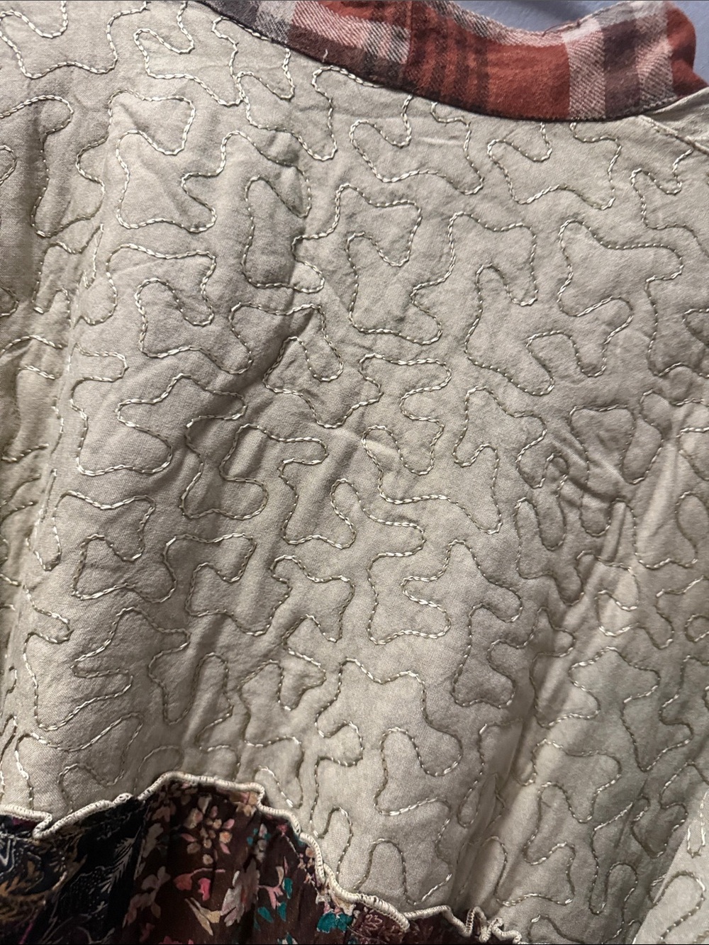 Young Threads Patchwork Kimono Cardigan in Cream and Brown - Picture 8 of 9